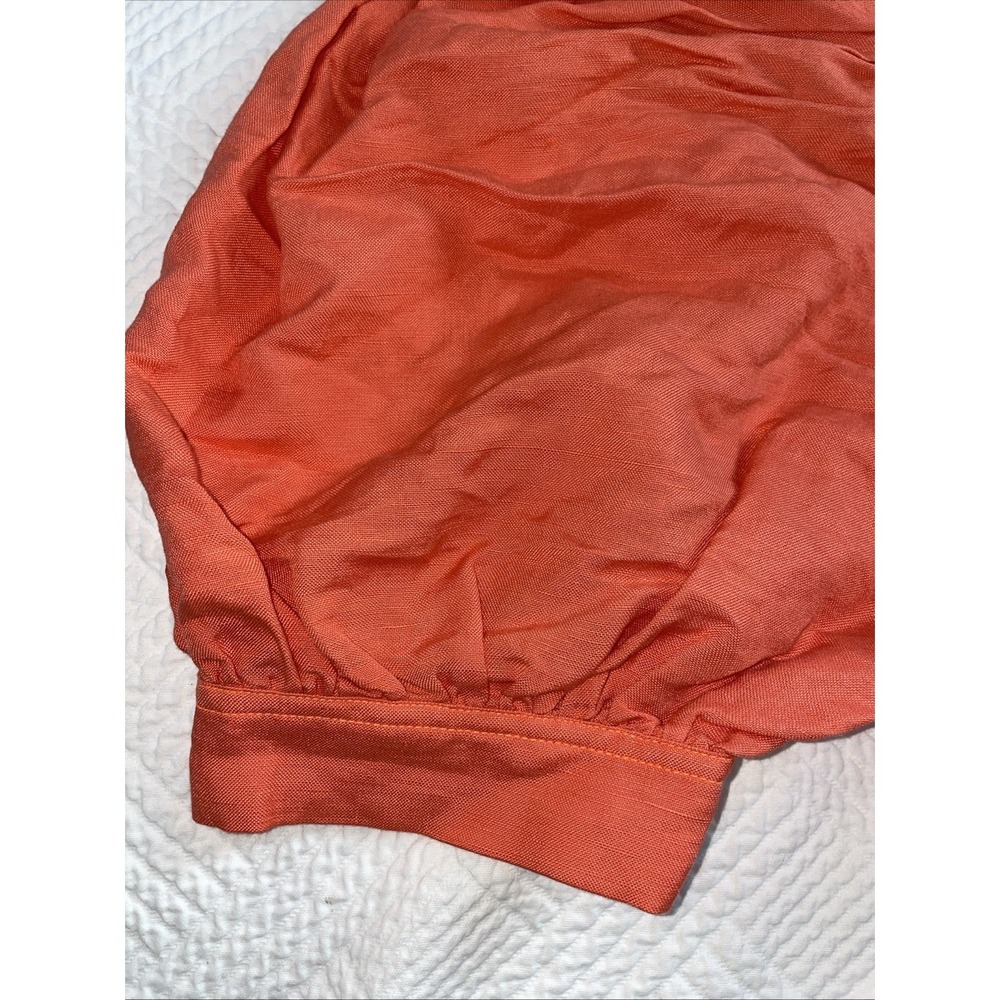 Hunter Bell Wrap Dress Women's Large Coral V Neck Puff Sleeve Linen Blend Luxury - Picture 5 of 10